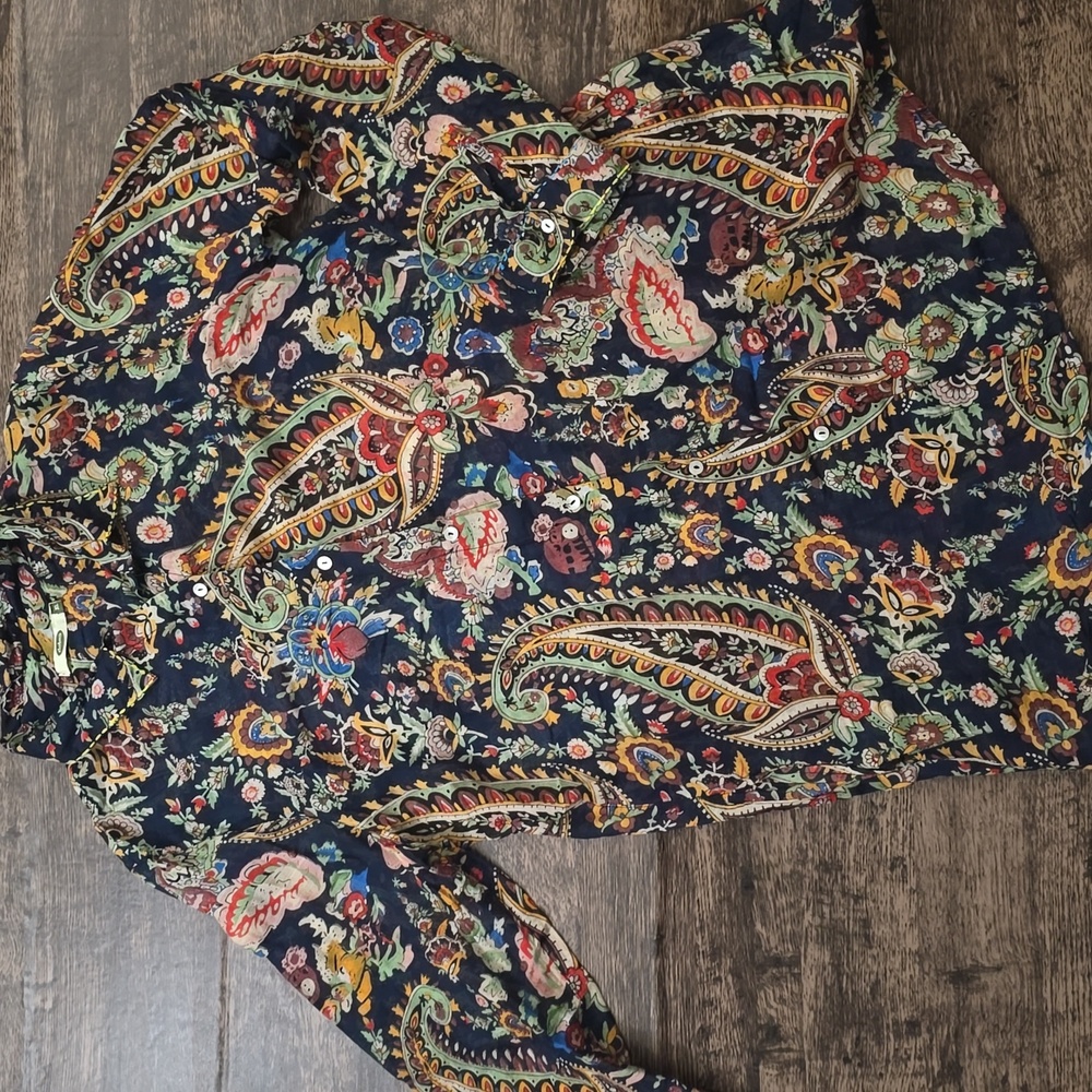 DOLMA Women's Multicolor Paisley Long Shirt 100% Cotton Sz‎ XL